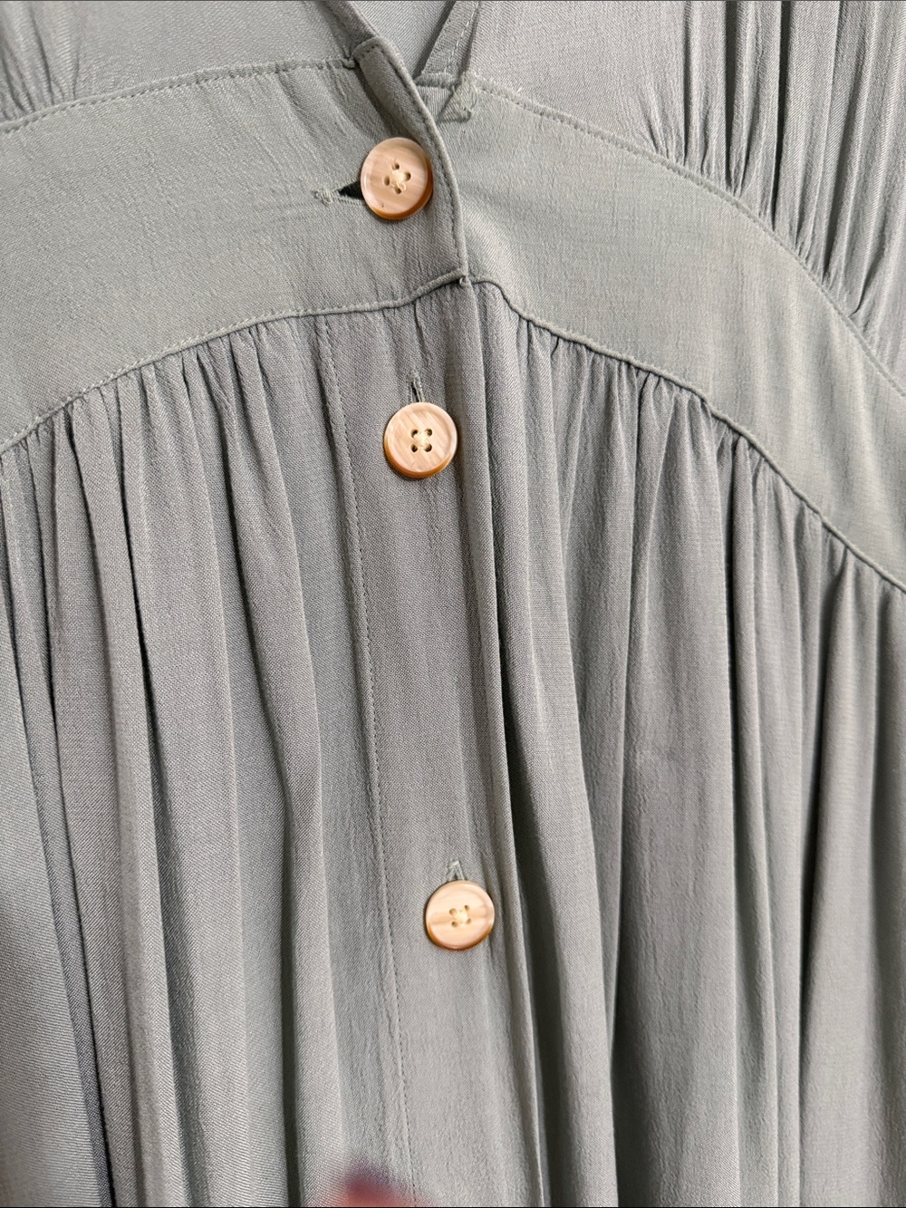 The Normal Brand Sage Green Button-Down Midi Summer Dress Deep V Button Thru - Picture 2 of 6